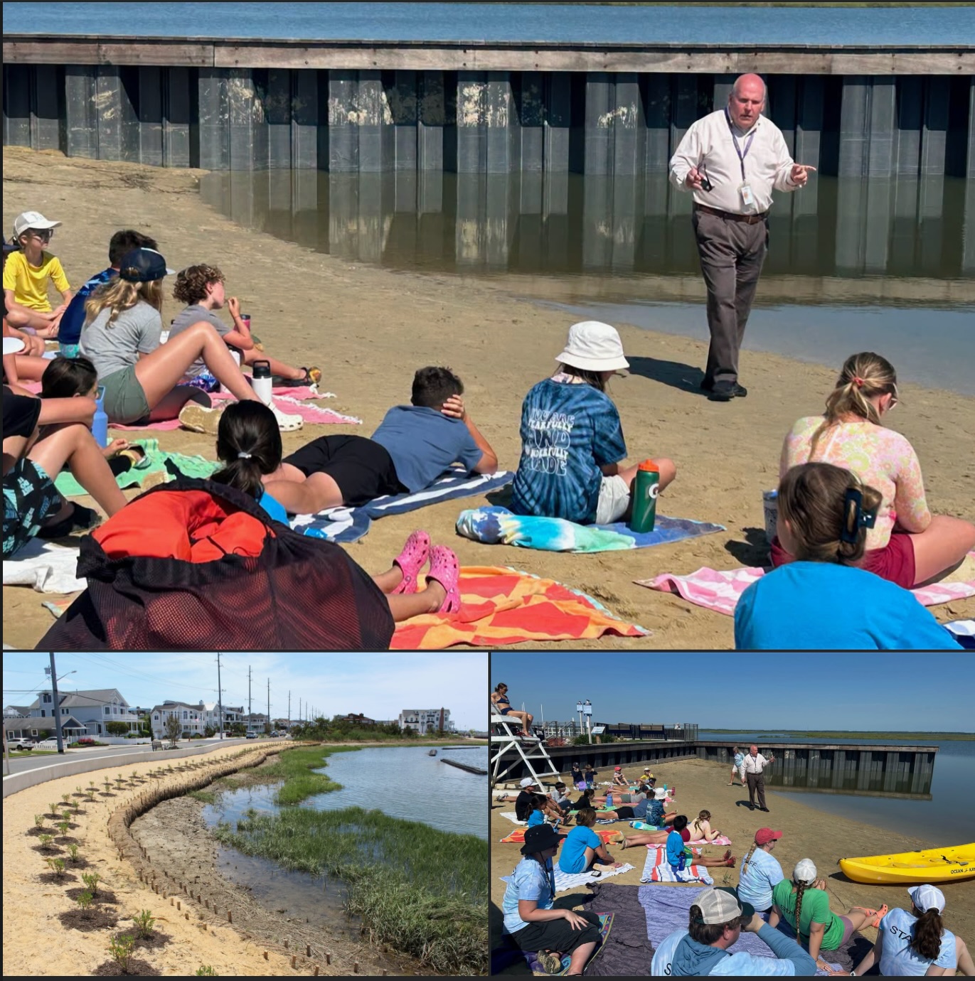 🐢🦪 Huge thank you to Avalon Business Administrator Scott Wahl for joining our Marine Science Camp at Bay Park Marina! Our campers got an up-close look at Avalon’s new living shoreline—learning how the turtle retention barrier/storm wall protects the coast and how the oyster castles dissipate wave energy while creating a thriving habitat for oysters.
Real-world conservation in action, right in our backyard! Grateful to partner with the towns we operate in to show the next generation why protecting our waterways matters. 🌊
#MarineScienceCamp #Avalon #LivingShoreline #OysterRestoration CoastalConservation JerseyShore STEMeducation