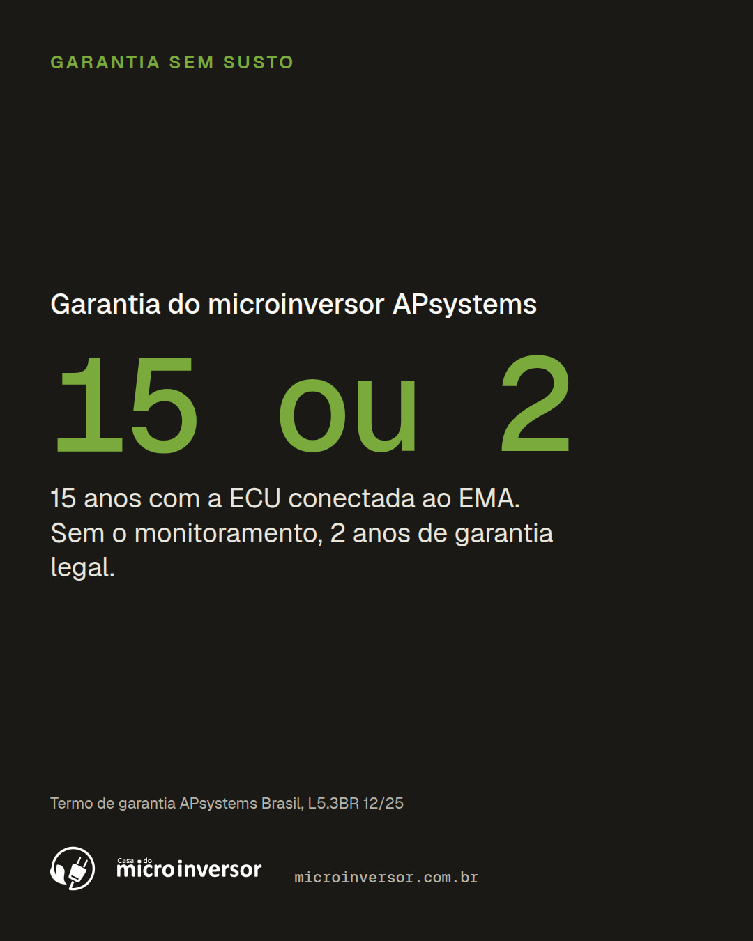 A garantia de 15 anos do microinversor APsystems tem uma condição que o anúncio